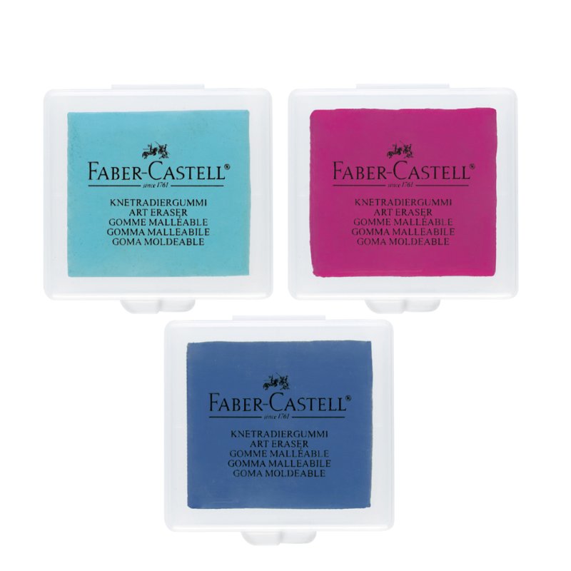 Faber-Castell kneaded eraser coloured set, blackberry/turquoise/dark blue, 18 pieces